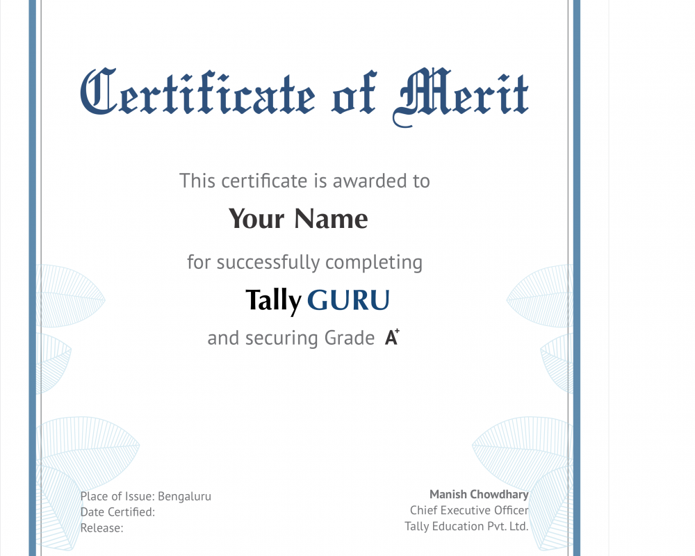 TallyGURU Certificate