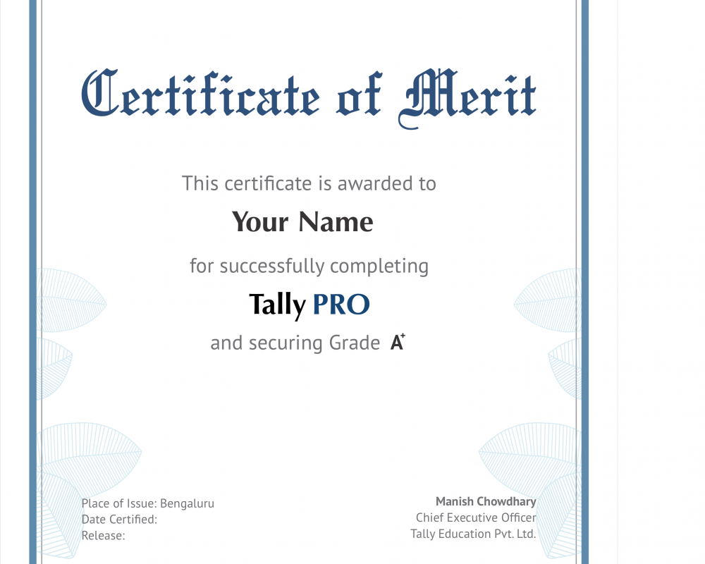 TallyPRO Certificate